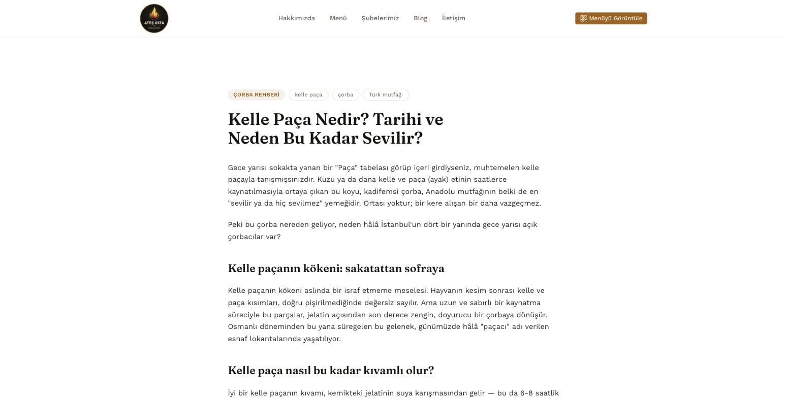Ateş Usta blog yazısı detay sayfası