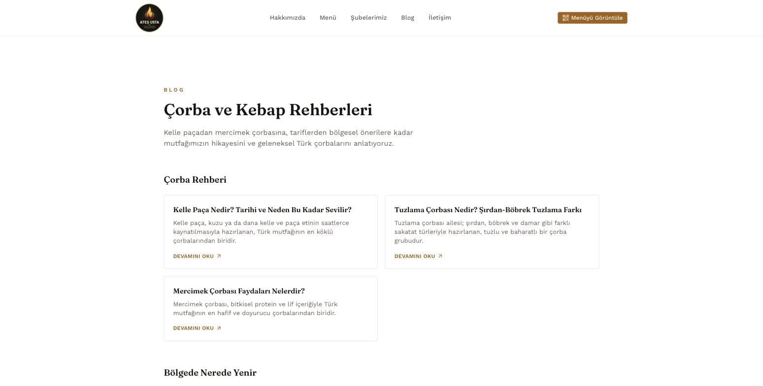 Ateş Usta blog listeleme sayfası