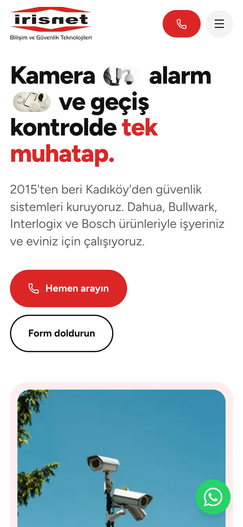 İrisnet sitesinin mobil görünümü