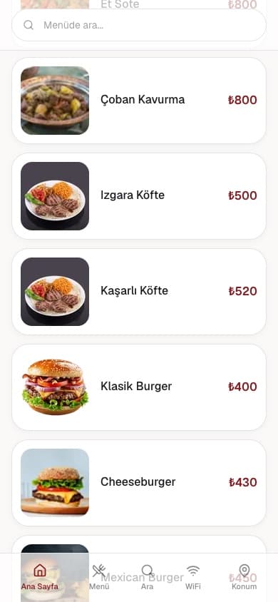 Paşam Lounge QR menü — Burger